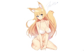 kitsunemimi, underwear, blonde, boobs, original characters