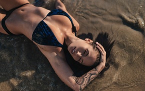 sand, bikini, tattoo, model, Shay Maria, girl