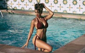 tattoo, model, Tianna Gregory, bikini, swimming pool, girl
