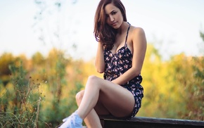 model, dress, girl outdoors, sitting, portrait, Ashlee Ariaz