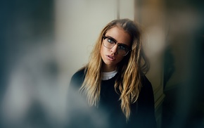 blonde, girl with glasses, portrait, girl