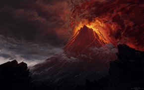 Mordor, lava, The Lord of the Rings, volcano, Mount Doom, artwork