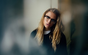 glasses, girl, model, blonde