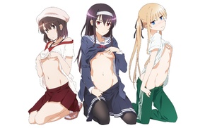 Katou Megumi, Saenai Heroine no Sodatekata, blonde, Sawamura Eriri Spencer, white background, anime