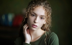 girl, portrait, model, Lisa Alexanina, curly hair, face