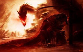 artwork, The Elder Scrolls V Skyrim, fantasy art, dragon
