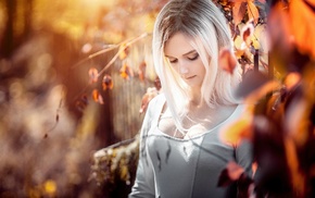 nature, model, side view, fall, prety, blonde