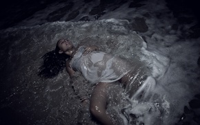 model, water, girl, wet