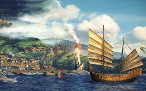 mist, The Elder Scrolls III Morrowind, nature, clouds, water, birds