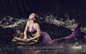 wet body, wet, mermaids, girl, lying on side, model