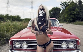 blonde, Sheila Nastazio, muscle cars, tattoos