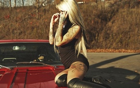 muscle cars, Sheila Nastazio, blonde, tattoos