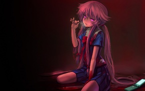 blood, anime girls, Gasai Yuno, yandere, Mirai Nikki, anime