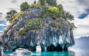 island, rock, water, turquoise, cave, erosion