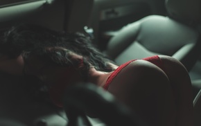 girl with cars, ass, red lingerie, girl