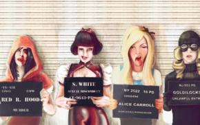 Alice in Wonderland, Snow White, Criminal, artwork, Red Hood, fantasy art