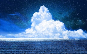 fantasy art, sea, clouds