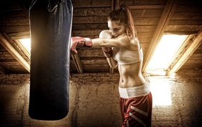girl, fitness model, boxing