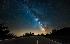 landscape, street, stars, night