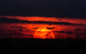 landscape, Sun, clouds