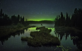 lake, trees