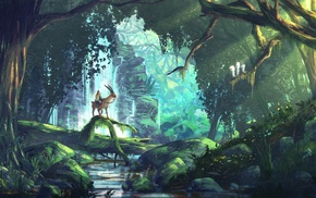 Studio Ghibli, Princess Mononoke, anime, forest, fantasy art