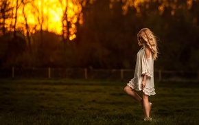 blonde, girl, grass