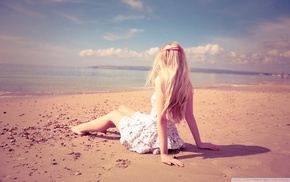 dress, beach, blonde