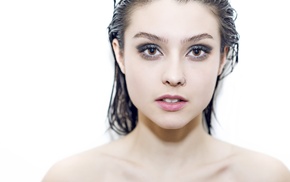 wet hair, portrait, girl, nose, face, white background