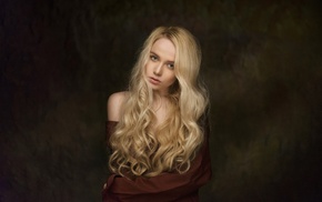 face, girl, blonde, portrait, model, Maria Popova