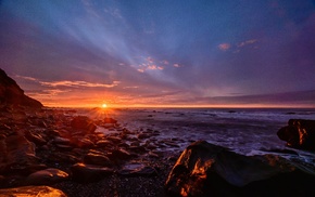 landscape, Sun, sea