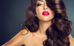 hair, girl, lips, red