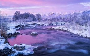 nature, river, mountain, photography, winter