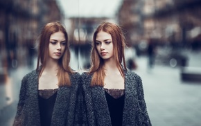 girl, model, urban, reflection