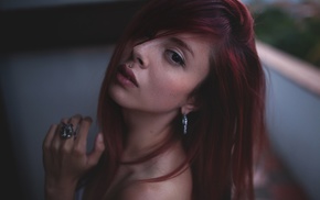 portrait, girl, redhead, piercing, face