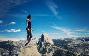 mountain, landscape, girl