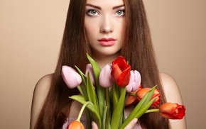 photography, long hair, flowers