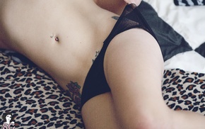 Suicide Girls, black panties, pierced navel