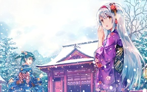 snow, Japanese clothes, kimono, anime, Kantai Collection, winter