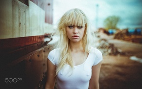 girl, blonde, looking at viewer