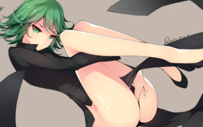 Tatsumaki, anime, anime girls, simple background, green eyes, green hair
