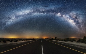 desert, stars, road