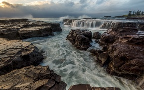 water, nature, sea, waterfall, HDR, long exposure