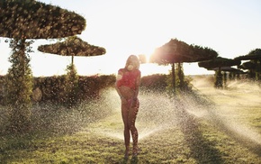 water, wet, girl outdoors