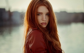 girl, redhead, face