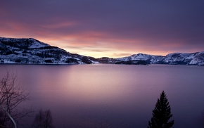 landscape, snow, lake