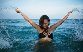 water, wet, model, girl