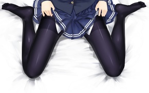bed, pantyhose, school uniform, Saenai Heroine no Sodatekata