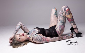 girl, tattoo, model