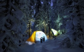 tents, snow